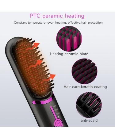 QUMOX Cordless Hair Straightener Brush - Portable Mini Ionic Comb for Travel Lightweight Ceramic Styling Tool for Women - Buy Online on GoSupps.com