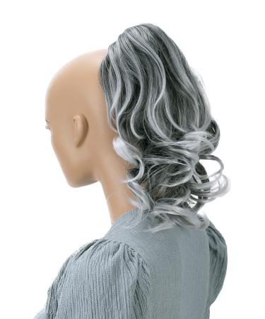 CAISHA by PRETTYSHOP 14 Wavy Clip On Ponytail With Butterfly Clip Hairpiece Heat-resistant Synthetic Fibres Gray Mix H126 gray mix 1Tray H126