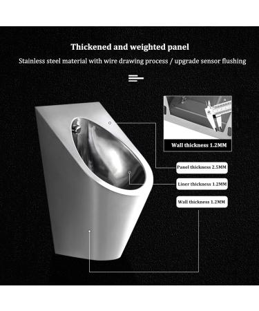 L-ROM Stainless Steel Men's Urinal Smart Contact-Free Wall-Mounted Urinal Anti-Clogging Flush Toilet Anti-Overflow Vertical Urinal with Automatic Flush Valve Used in - Buy Online on GoSupps.com