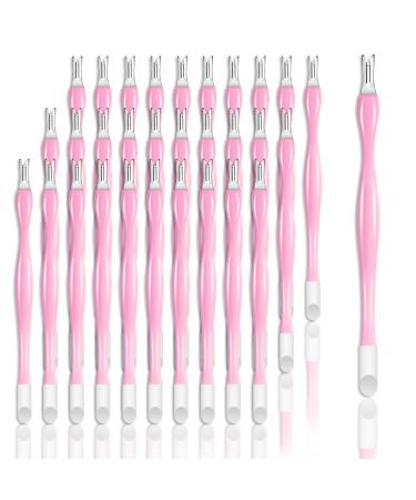 Allstarry 30 Pieces Nail Cuticle Trimmer Remover Plastic Handle Cuticle Pusher Rubber Nail Cleaner Double Head Dead Skin Cuticle Knife Removal Fork Nail art Tools for Girls Women and Men - Pink