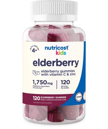 Nutricost Kids Elderberry Gummies (50mg) with Zinc & Vitamin C 120 Gummies - Gluten Free No Corn Syrup