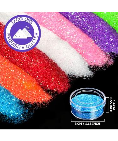 12 Color Extra Fine Glitter Set for Face, Lips, Eyes, Hair, Nails & Crafting - FANDAMEI Arts & Crafts Glitter - Buy Online on GoSupps.com