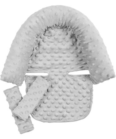 Baby Head Neck Support Pillow & Strap Covers - Grey | Infant Newborn Car Seat Headrest & Seat Belt Cushion for Pushchair Stroller - Buy Online on GoSupps.com