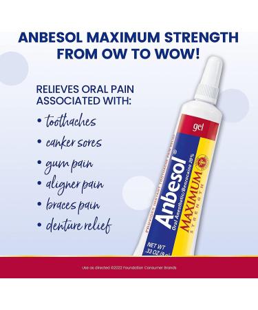 Anbesol Gel Maximum Strength 0.33 oz (Pack of 4) - Fast Pain Relief for Oral Discomfort - Buy Online on GoSupps.com