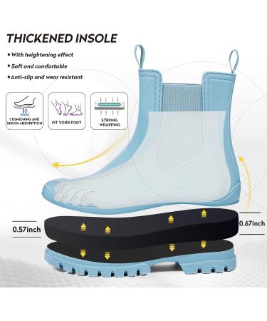 DKSUKO Women's Short Rain Boots - Waterproof Garden Boots - Elastic Slip On Ankle Chelsea Boot - Fashion Insulated Rain Shoe - Outdoor Work Thick Sole - Size 7 - Sky Blue - Buy Online on GoSupps.com