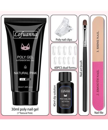 Poly Gel Nail Kit 30ML Professional Extension Builder Set - Natural Pink | Basic Nail Kit for Women - Ideal Gift - Buy Online on GoSupps.com