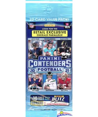 2021 Panini Contenders Football EXCLUSIVE HUGE Factory Sealed JUMBO FAT CELLO Pack with 22 Cards! Look for ROOKIES & AUTOS of Mac Jones, Trevor Lawrence, Zach Wilson, Trey Lance & More! WOWZZER!