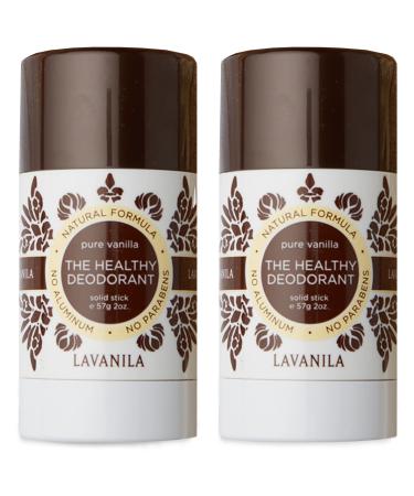 Lavanila Natural Aluminum Free Deodorant 2-Pack Pure Vanilla - The Healthy Deodorant for Men and Women Solid Stick (2 Ounce Each) Vegan