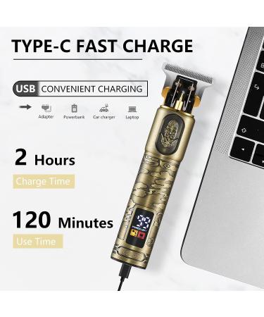 GSKY Professional Men's Hair Trimmer - T Blade Clippers for Hair Cutting | Zero Gapped Cordless Beard Trimmer with LED Display - Gold 1pc - Buy Online on GoSupps.com