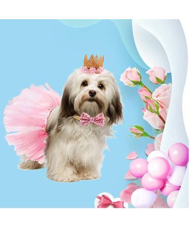 Zhenp Dog Wedding Dress Set - 3 Pieces Tutu Rock for Dogs Princess Crown Birthday Outfit & Collar for Little Pets - Buy Online on GoSupps.com