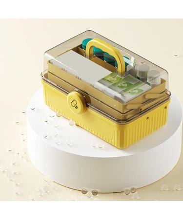 Large Capacity Shockproof Medicine Storage Box - 3 Layers Portable & Waterproof for Home & Outdoor Use | Lemon Yellow - Buy Online on GoSupps.com