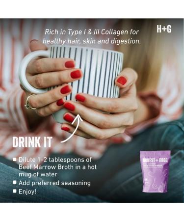 Honest + Good UK Grass Fed Beef Marrow Bone Broth Powder | 1 Month Supply | High Protein Collagen for Hair Skin Gut | UK Made - Buy Online on GoSupps.com