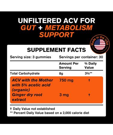 VitaRaw Apple Cider Vinegar Gummies with The Mother - Supports Diet, Weight Loss, Energy, Gut Health - Gluten-Free, Non-GMO, Dairy-Free - Buy Online on GoSupps.com