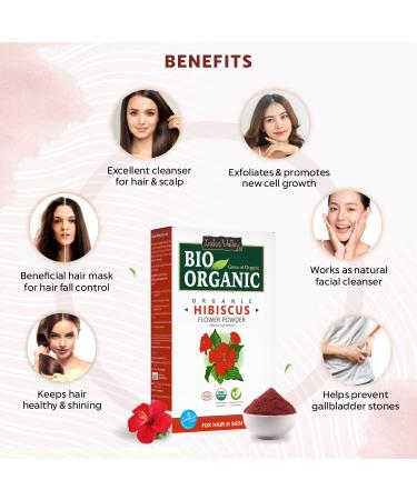 Indus Valley Bio Organic Hibiscus Powder - Premium Herbal Supplement for Health & Beauty - International Shipping Available - Buy Online on GoSupps.com