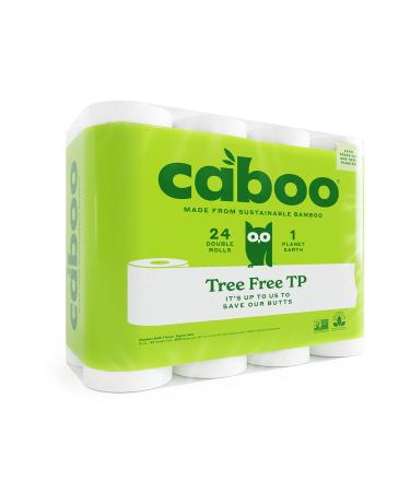 Caboo Tree Free Bamboo Toilet Paper, Septic Safe, Biodegradable, Eco Friendly Bath Tissue with Soft, Quick Dissolving 2 Ply Sheets (300 Sheets Per Roll, 24 Double Rolls) 24 Count (Pack of 1)