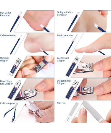 Manicure Set Professional Pedicure Kit Nail Clippers Kit - 18 pcs Nail Care Tools - Grooming Kit with Luxurious Upgraded Travel Case (Deep Blue) - Buy Online on GoSupps.com