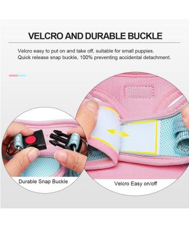 Doramio Dog Harness for Small Dogs - Reflective Breathable Step-In Design with Leash - Anti-Train Safety Harness for Cats & Dogs (L Pink/Blue) - Buy Online on GoSupps.com