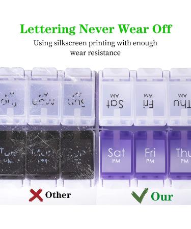 Large Weekly AM PM Pill Organizer for Vitamins & Supplements - Push Button Daily Case - 7 Day 2 Times a Day (Very Peri+Clear) - Buy Online on GoSupps.com