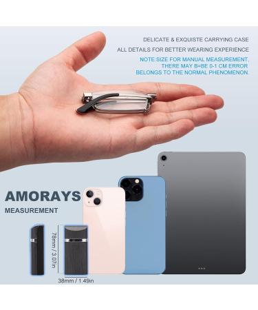Amorays Foldable Metal Reading Glasses +1.50 Gray | Portable Anti-Blue Light Readers with Hard Case for Men & Women - Shop Now! - Buy Online on GoSupps.com