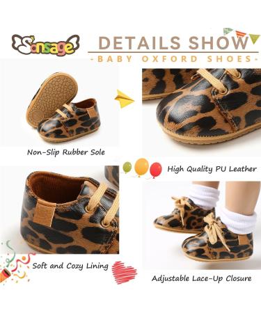 Infant Baby Boys Girls Oxford Shoes | Anti-Slip Soft Sole Sneakers 0-6 Months | Leopard Print - Buy Online on GoSupps.com