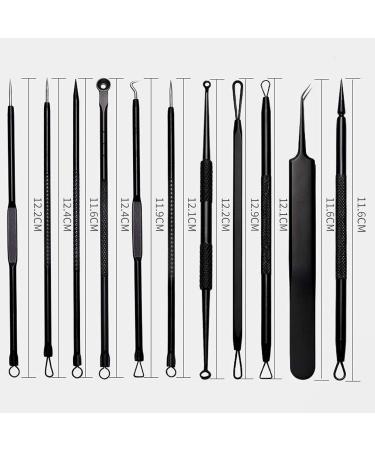 Funien Acne Blackhead Tweezer Puller 11 Pieces Comedone Extractor Tool Black Spot Removal with Case - Buy Online on GoSupps.com