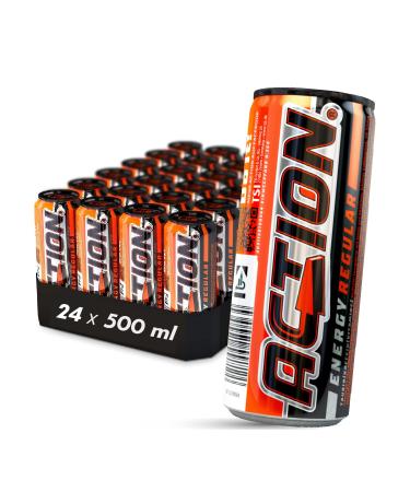 ACT!ON Action Energy Regular Pack of 24 x 500ml cans with page taurine classic tutti frutti flavored energy drink