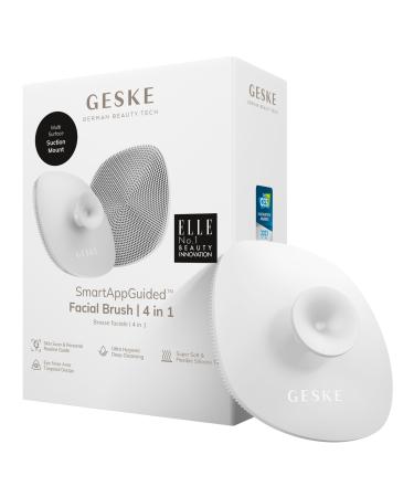 Geske |SmartAppGuided Facial Brush 4 in 1 |Facial cleaning brush with handle |Soft brush made of silicone |Professional facial cleaningFacial cleaning device |Skin cleaning white - Buy Online on GoSupps.com