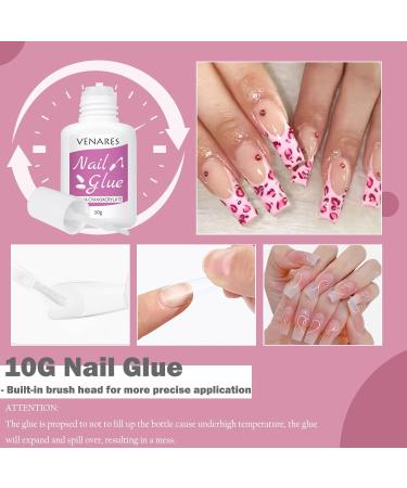 Venares 500 Pieces Acrylic Nail Tips Set - Half Square Natural Gel Nails - 10 Sizes with Glue - Perfect for International Shipping - Buy Online on GoSupps.com