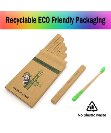 Virgin Forest Bamboo Toothbrush Set - Natural Eco-Friendly Biodegradable Wood, Vegan Organic Charcoal Bristles - Pack of 6 - Buy Online on GoSupps.com