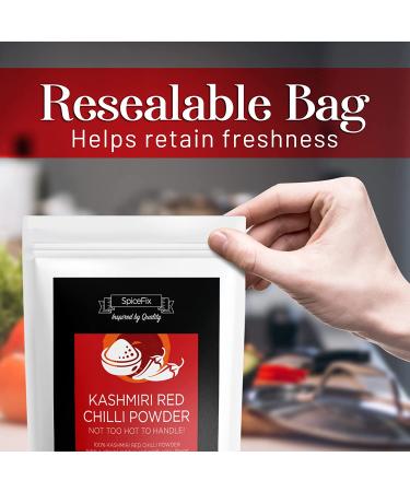 SpiceFix Kashmiri Red Chilli Powder 7 oz - Mild to Medium Heat Sun-Dried Indian Spice - Vegan, Natural Ground Chili in Resealable Bag - Buy Online on GoSupps.com