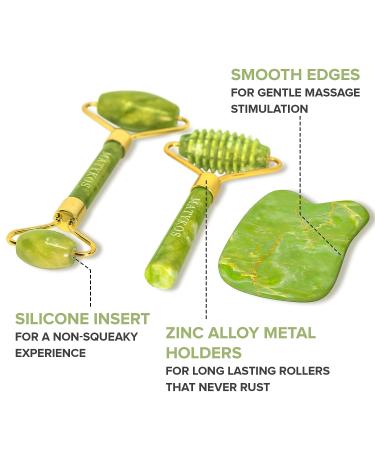 Premium Certified Jade Roller and Gua Sha Set - Anti Aging Facial Tools for Skin Care Routine - Buy Online on GoSupps.com