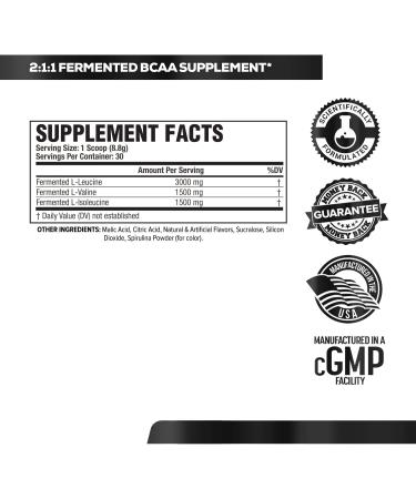 BCAA Powder (Fermented) - 6g Essential Amino Acid Supplement for Muscle Recovery, Strength, and Growth - Blue Raspberry (30 Servings) - Buy Online on GoSupps.com