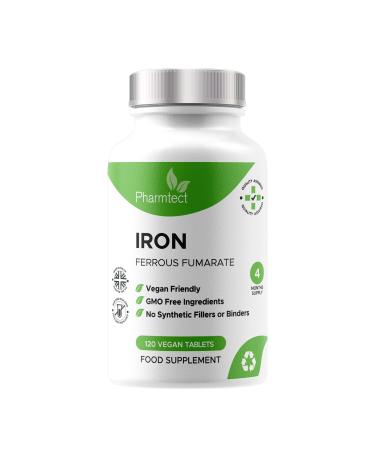 Pharmtect Iron Tablets 14mg Supplement - Supports Cognitive Function and Reduction of Tiredness and Fatigue Suitable for Men and Women 120 Vegan Tablets Made in The UK by Pharmtect