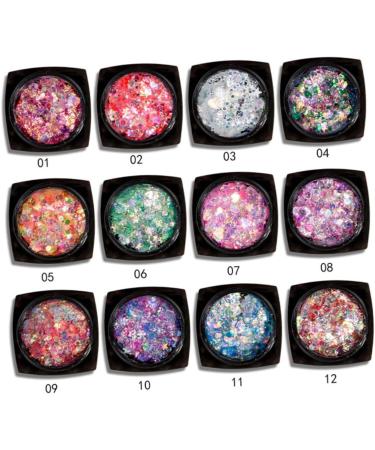 NOLITOY Set 12 - Glitter Body Gel Makeup for Face & Body | Shiny Sequin Gel for Stunning Makeup Looks | International Shipping Available - Buy Online on GoSupps.com