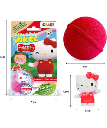 INKEE Hello Kitty 5 x Bath Bombs for Kids with Surprise 5 x Hello Kitty Figures to Collect 5 x 80g Bath Balls with Watermelon - Buy Online on GoSupps.com
