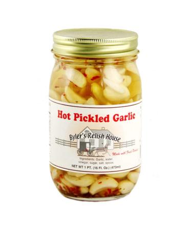 Byler's Relish House Homemade Amish Country Hot Pickled Garlic 16 oz.