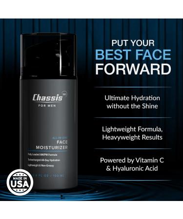 Chassis 360 All-In-One Face Moisturizer - Hydrating Face Moisturizer for Men with Vitamin Niacinamide C & Hyaluronic Acid - Free From Phthalates Parabens & Retinol - Facial Lotion- 3.4 Fl Oz - Buy Online on GoSupps.com