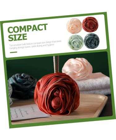 Healeved 4pcs Rose Bath Ball | Men's Shower Gel Mesh Pouf & Body Scrub | Soft & Reusable Loofah for Bathing - Buy Online on GoSupps.com
