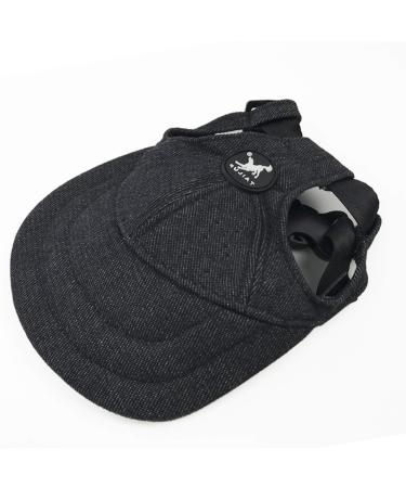 Dogs adjustable straps summer sun hood for outdoor sports sun protection baseball cap with ears for puppies small dogs medium-sized dogs (small denim-black) small jeans black