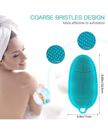 INNERNEED Soft Silicone Body Scrubber Exfoliating Glove - Gentle Shower Cleansing Brush for Sensitive Skin - SPA Massage Tool - Blue - Buy Online on GoSupps.com