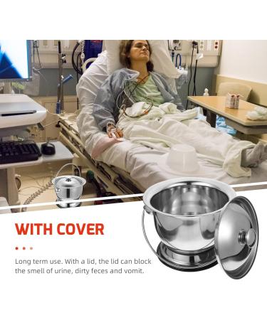 Bedpan Stainless Steel Urine Pots Chamber Pot with Lid Adult Potty Pregnant Woman Camping Toilet Large Capacity Portable Toilet for Camping Bed Pans for Females Elderly Men/1437 - Buy Online on GoSupps.com