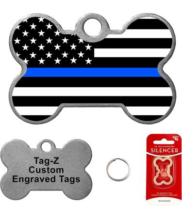 Custom Blue LINE Flag Bone Shape PET TAG by TAG-Z Dog Tags - Buy Online on GoSupps.com