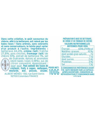 ALBERT MENES AM - Les Tartinables - Goat's Cream with Beetroot and Pink Berries 100 g - Buy Online on GoSupps.com
