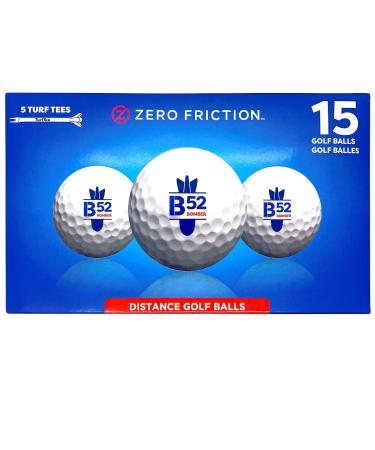 Zero Friction B52 Distance Golf Ball, 15Pk, White