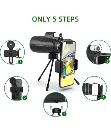 GRWANG 12X50 HD Monocular Telescope for Adults & Kids - Waterproof BAK4 Prism, Ideal for Bird Watching, Hunting & Camping - Includes Smartphone Adapter & Tripod - Perfect Outdoor Gift - Buy Online on GoSupps.com