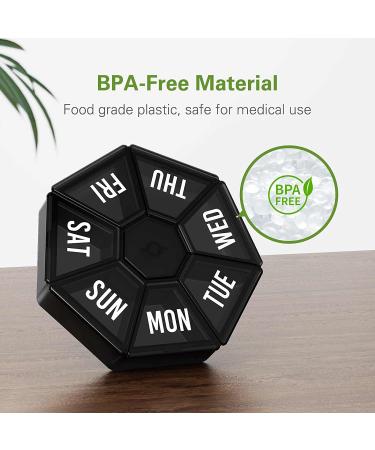 TookMag Weekly Pill Organizer 7 Day Large Daily Pill Case - Portable Travel Medicine Box for Pills, Vitamins, Fish Oil - Black, 1 Pack - Buy Online on GoSupps.com