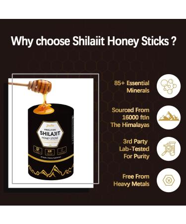Himalayan Shilajit Honey Sticks Black Thai Honey with Organic Honeys & Saffron 75%+ Fulvic Acid 85%+ Trace Minerals for Enhance Energy & Strength & Immune 30 Sticks Easy to Consume - Buy Online on GoSupps.com
