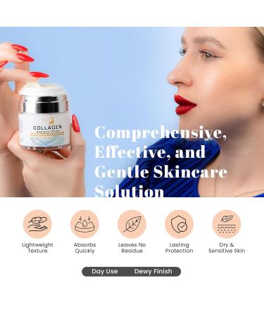 3-in-1 Collagen & Retinol Face Cream - Anti-Aging Moisturizer with Hyaluronic Acid Vitamin E & SPF 50+ - Wrinkle Repair for Men & Women | 50g - Buy Online on GoSupps.com