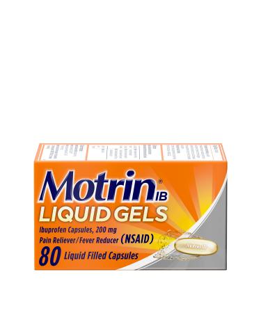 Motrin IB Liquid Gels, Ibuprofen 200 mg, Pain Reliever & Fever Reducer Minor Arthritis Pain, Muscular Aches, Headache, Menstrual Cramps & Backache, NSAID, 80 Ct