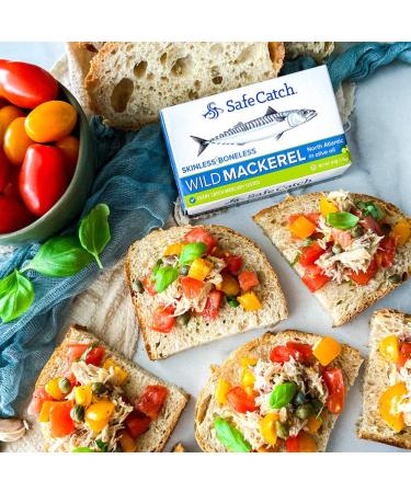 Safe Catch Canned Mackerel in Olive Oil - Mercury Tested Wild Caught North Atlantic Fillets - 4oz Cans (Pack of 6) - Buy Online on GoSupps.com